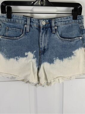 NEW Blank NYC Women's Blue and Cream Ombre Denim Shorts - Frayed Hem 26